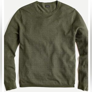 J Crew cotton-cashmere piqué crewneck in olive